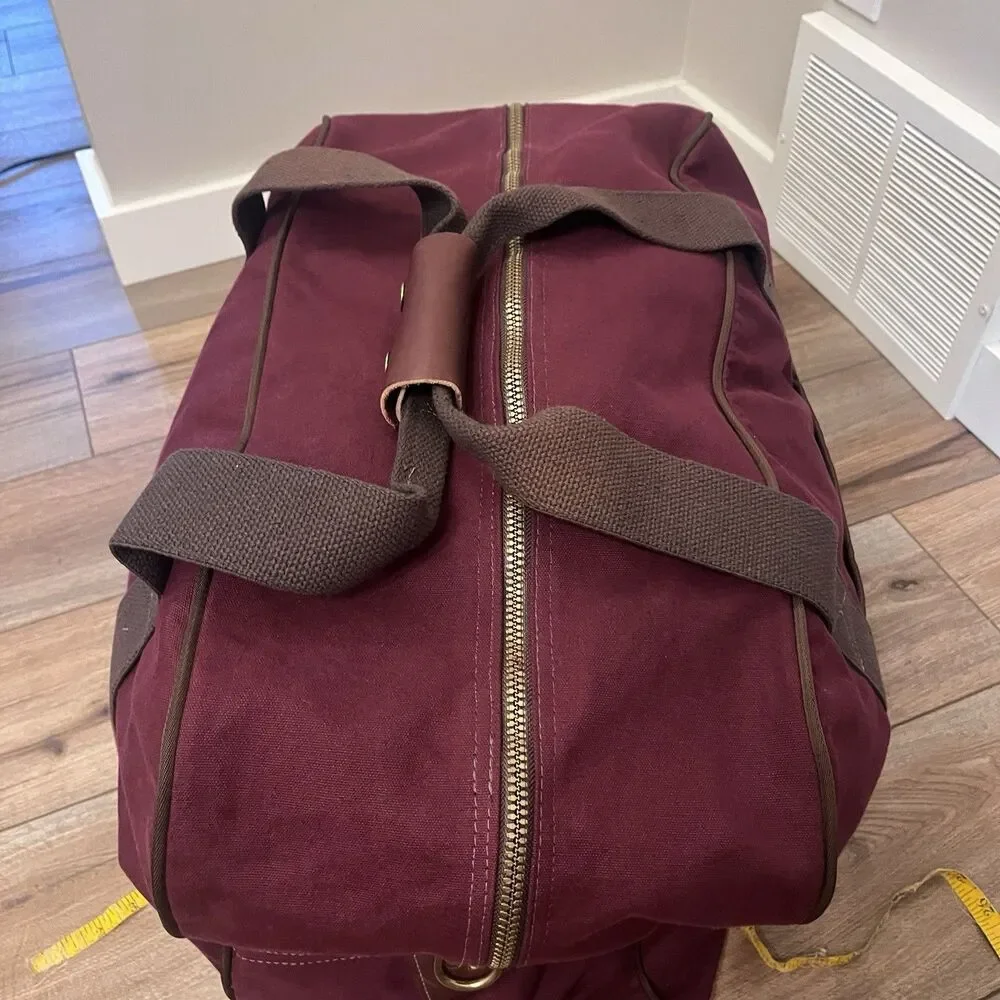 Missabe Railroad DM&IR Maroon Burgundy Large Canvas Duffel Bag Duluth Back